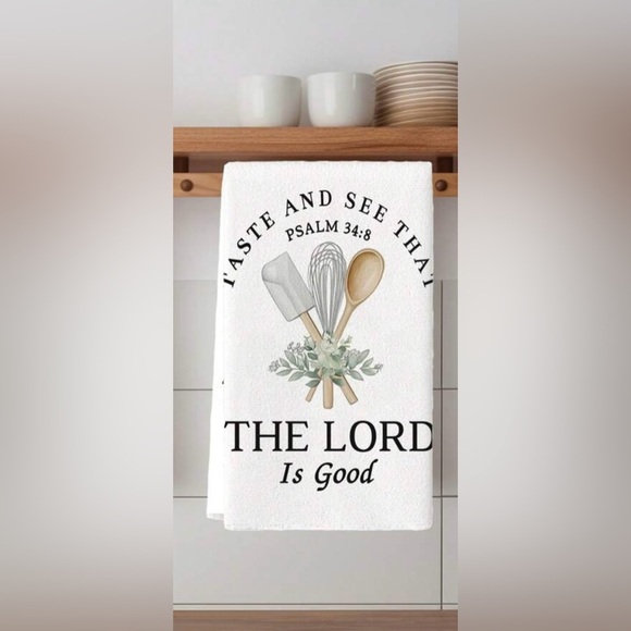 Christian Hand Towel, Bible Verse Psalm 34:8 - Picture 2 of 4